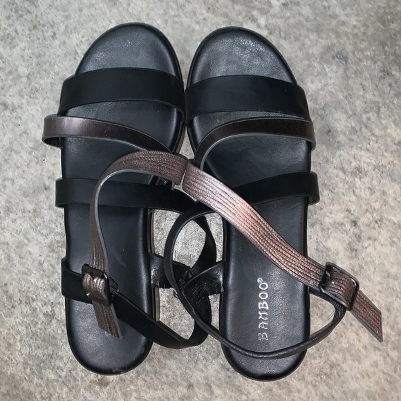 Multi-tone Criss Cross Strap Wedge Platforms - Picture 4 of 7